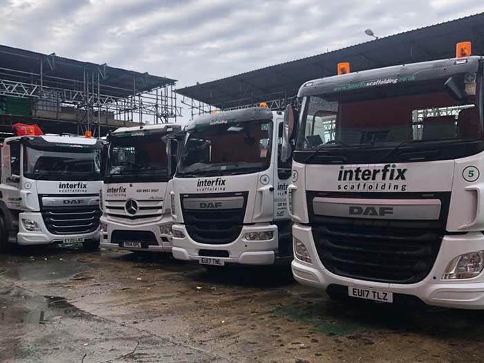 Interfix lorry fleet in yard