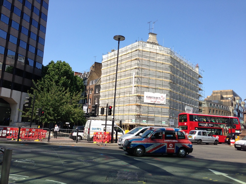 9 level scaffolding on building in central London